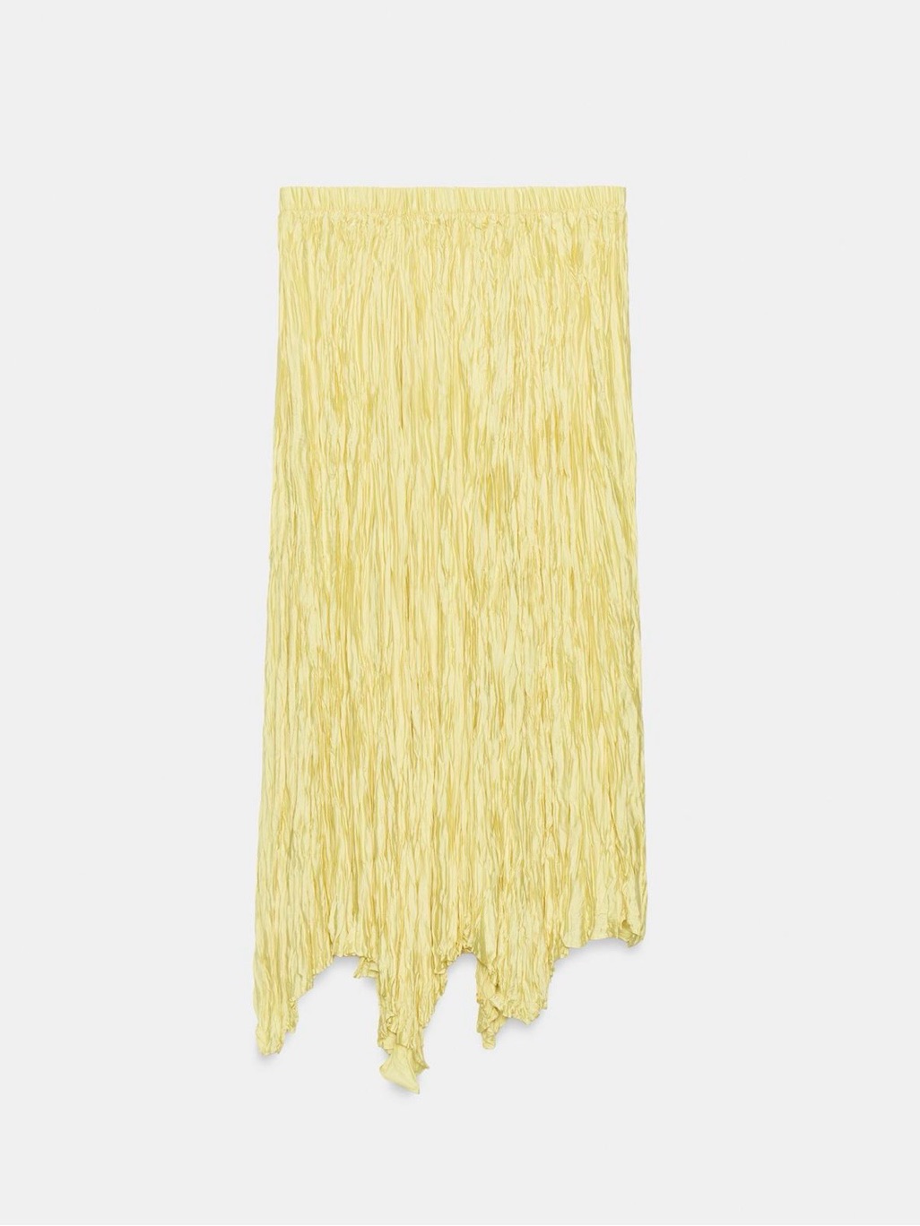 Zara Nwt Zw Collection - Yellow Crinkle Midi Skirt In Yellow